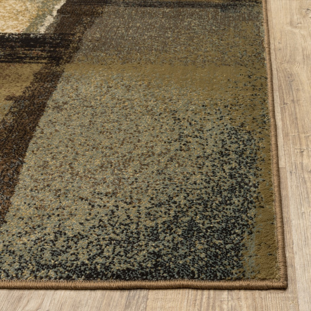 Brown And Beige Distressed Blocks Area Rug - 3’ x 5’