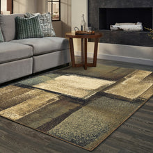 Brown And Beige Distressed Blocks Area Rug - 3’ x 5’