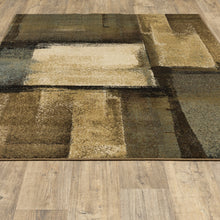Brown And Beige Distressed Blocks Area Rug - 3’ x 5’