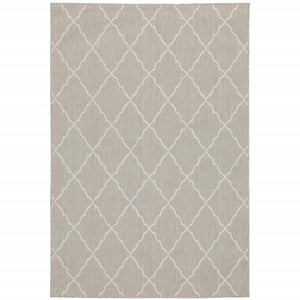 3’X5’ Gray And Ivory Trellis Indoor Outdoor Area Rug