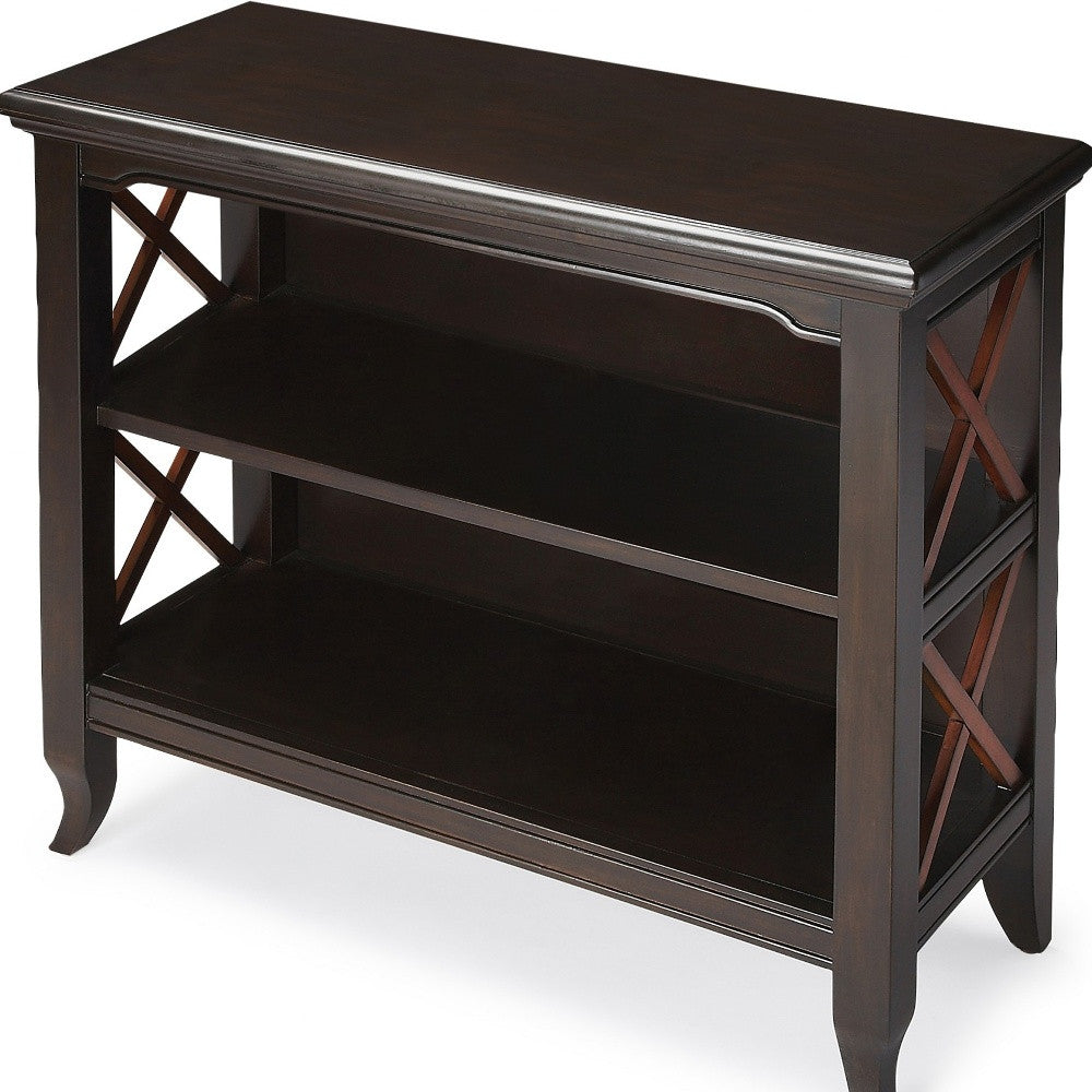 Newport Black & Cherry Low Bookcase