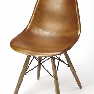 Medium Brown Leather Dining Chair