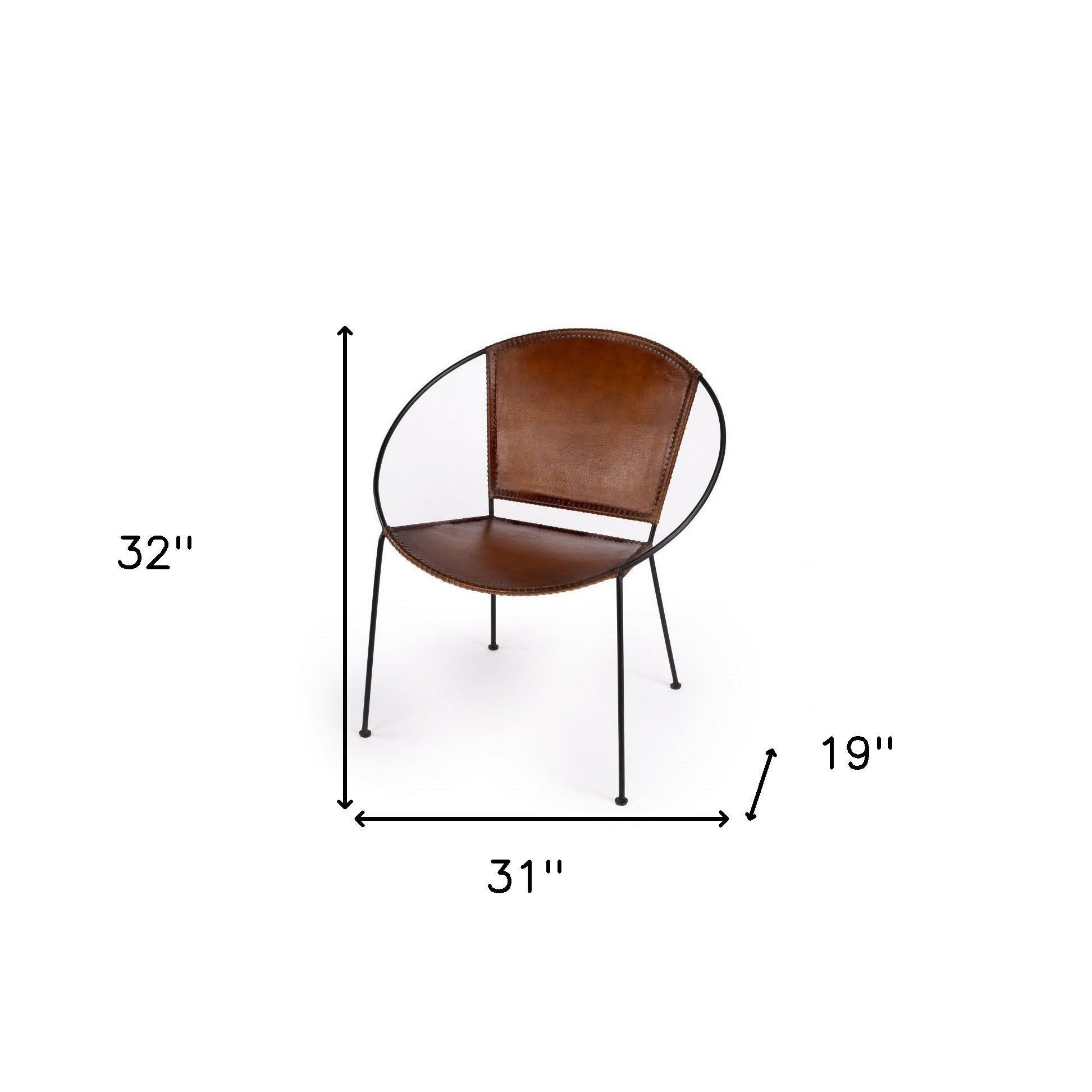 Modern Ring Shape Brown Leather Accent Chair