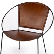 Modern Ring Shape Brown Leather Accent Chair