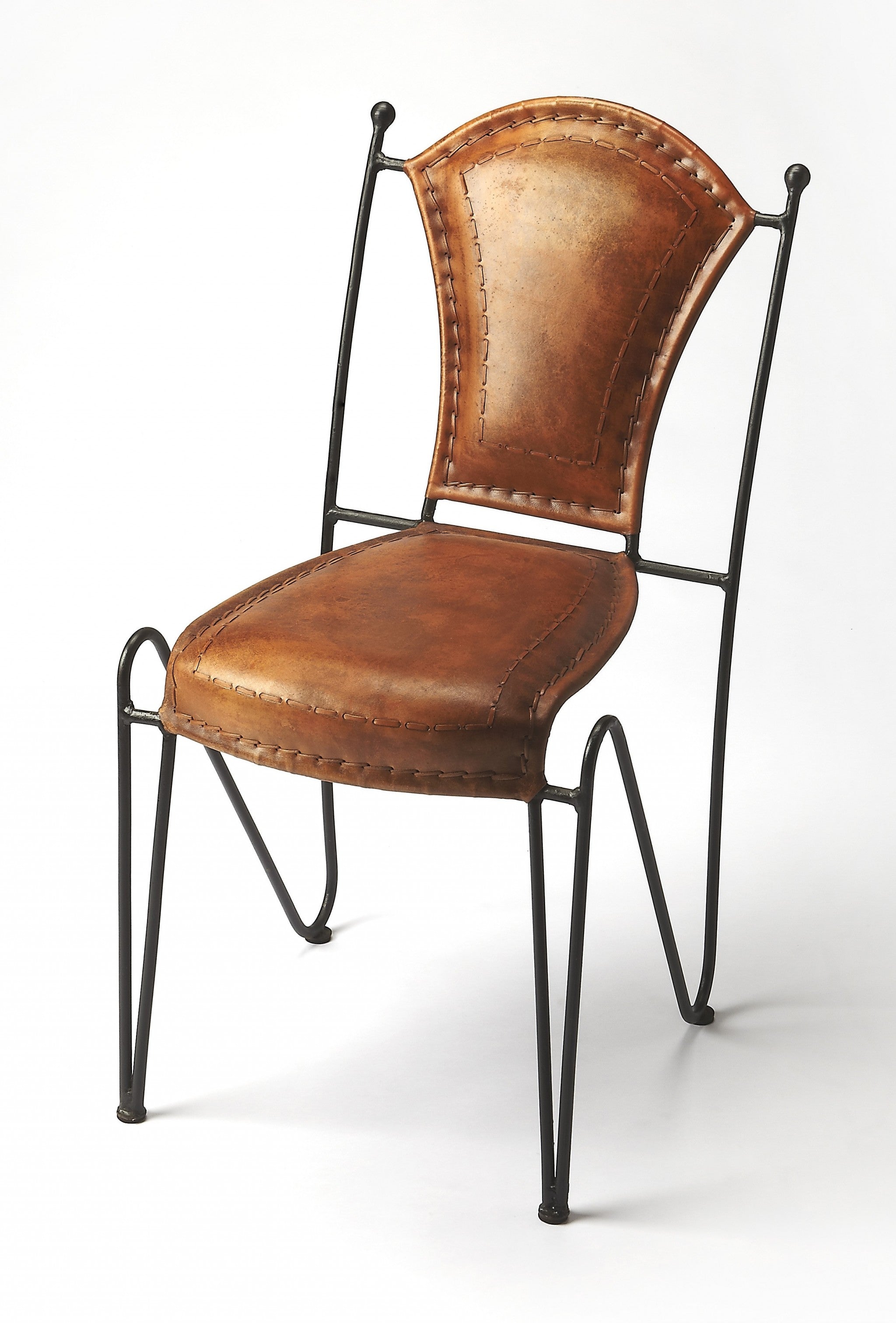 Modern Rustic Iron And Leather Side Chair