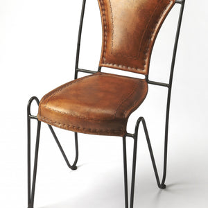Modern Rustic Iron And Leather Side Chair