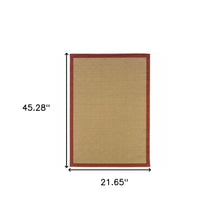 2’X8’ Beige And Red Plain Indoor Outdoor Runner Rug