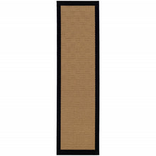 2’X8’ Beige And Black Plain Indoor Outdoor Runner Rug