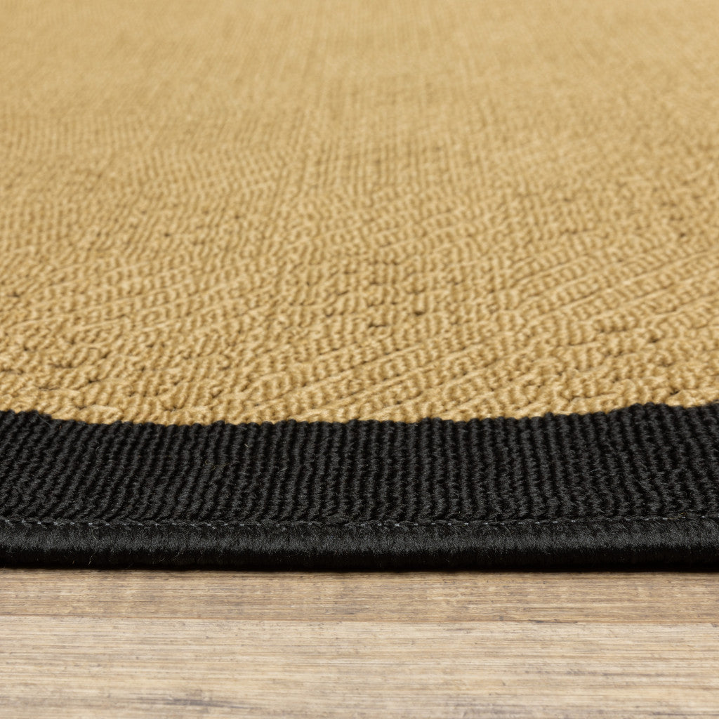 2’X8’ Beige And Black Plain Indoor Outdoor Runner Rug