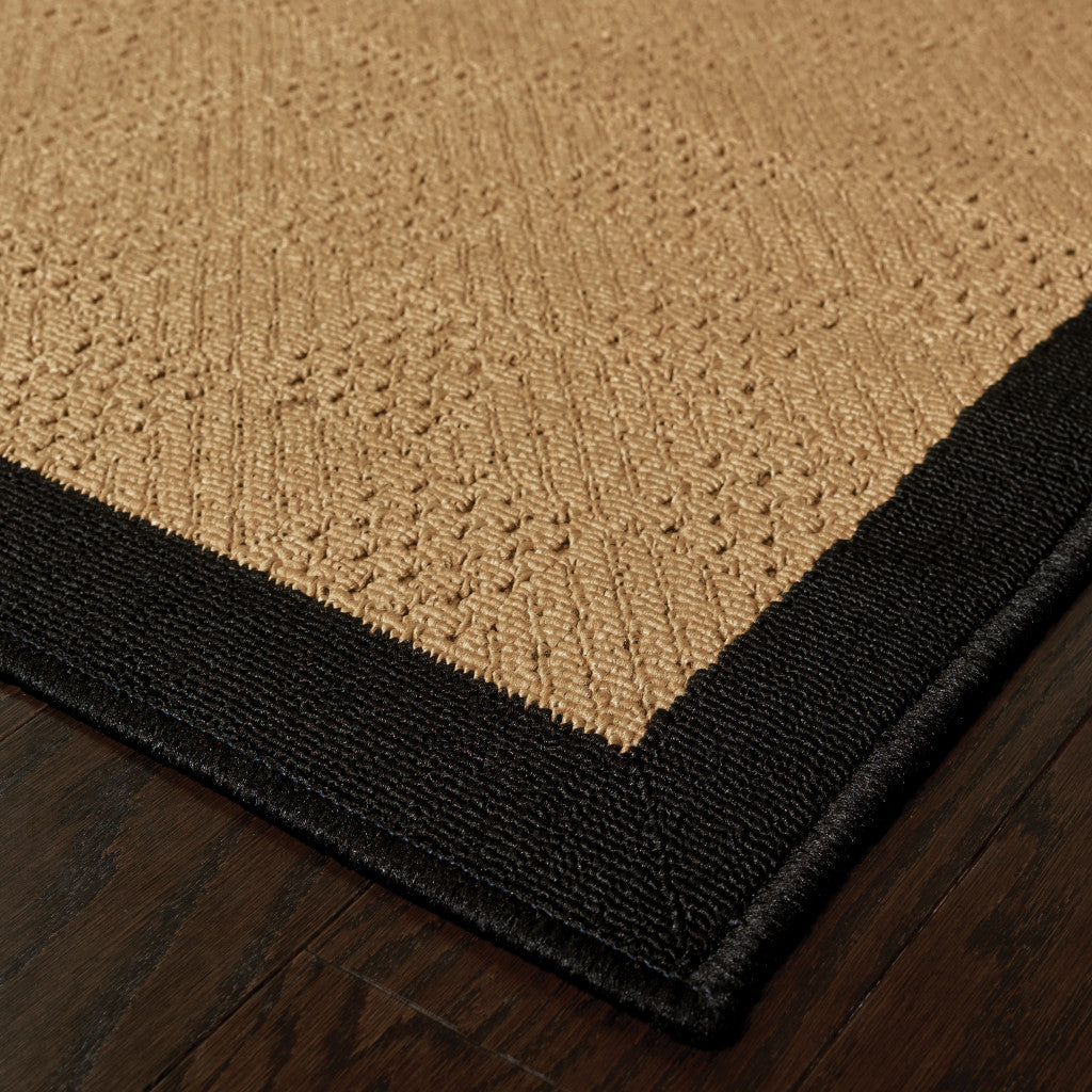 2’X8’ Beige And Black Plain Indoor Outdoor Runner Rug