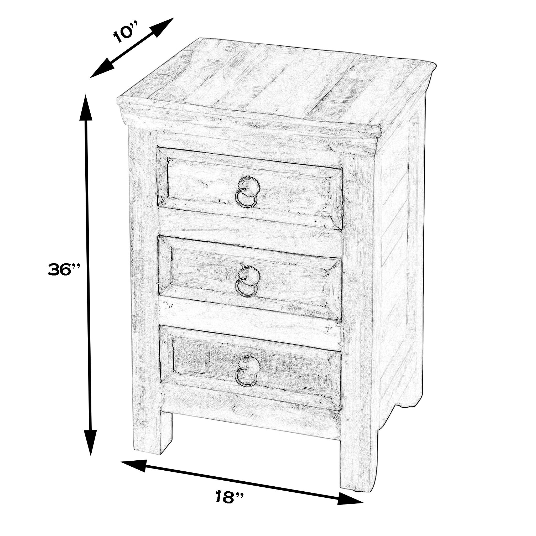 16" Assorted Solid Wood Three Drawer Standard Chest