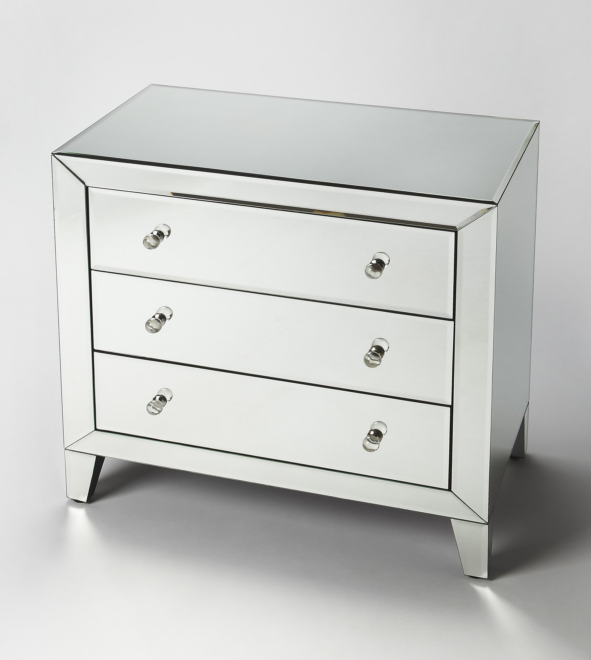 30" Clear Glass Three Drawer Standard Chest