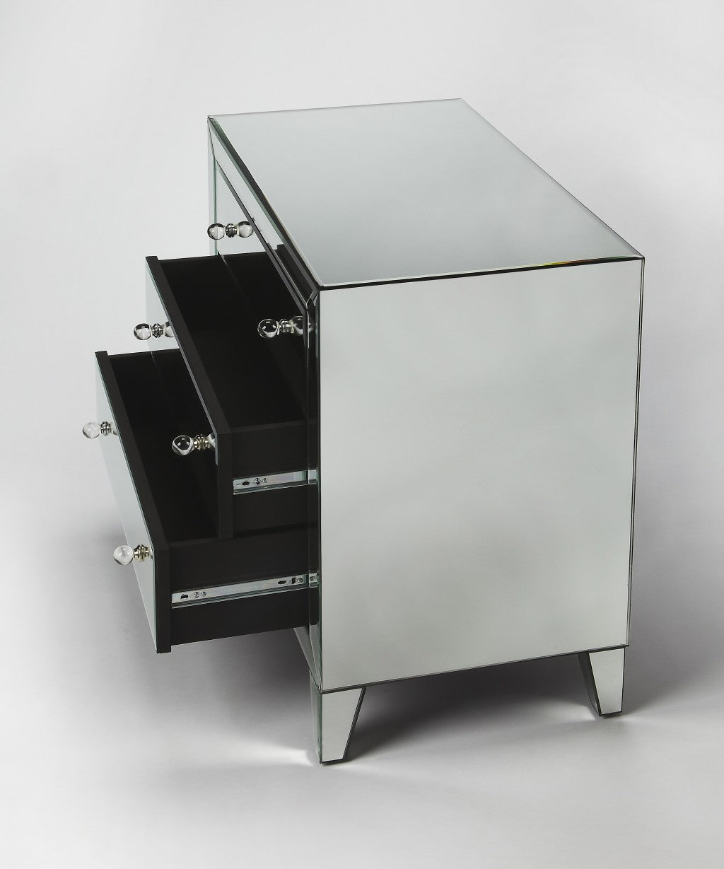 30" Clear Glass Three Drawer Standard Chest