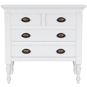 32" White Solid Wood Four Drawer Gentlemans Chest