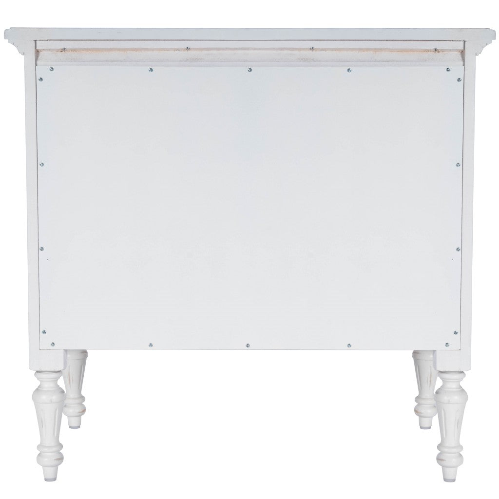 32" White Solid Wood Four Drawer Gentlemans Chest