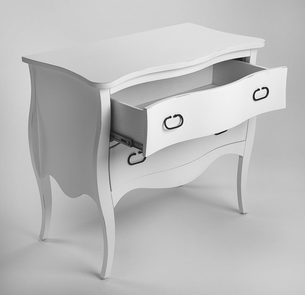 34" White Solid Wood Two Drawer Standard Chest