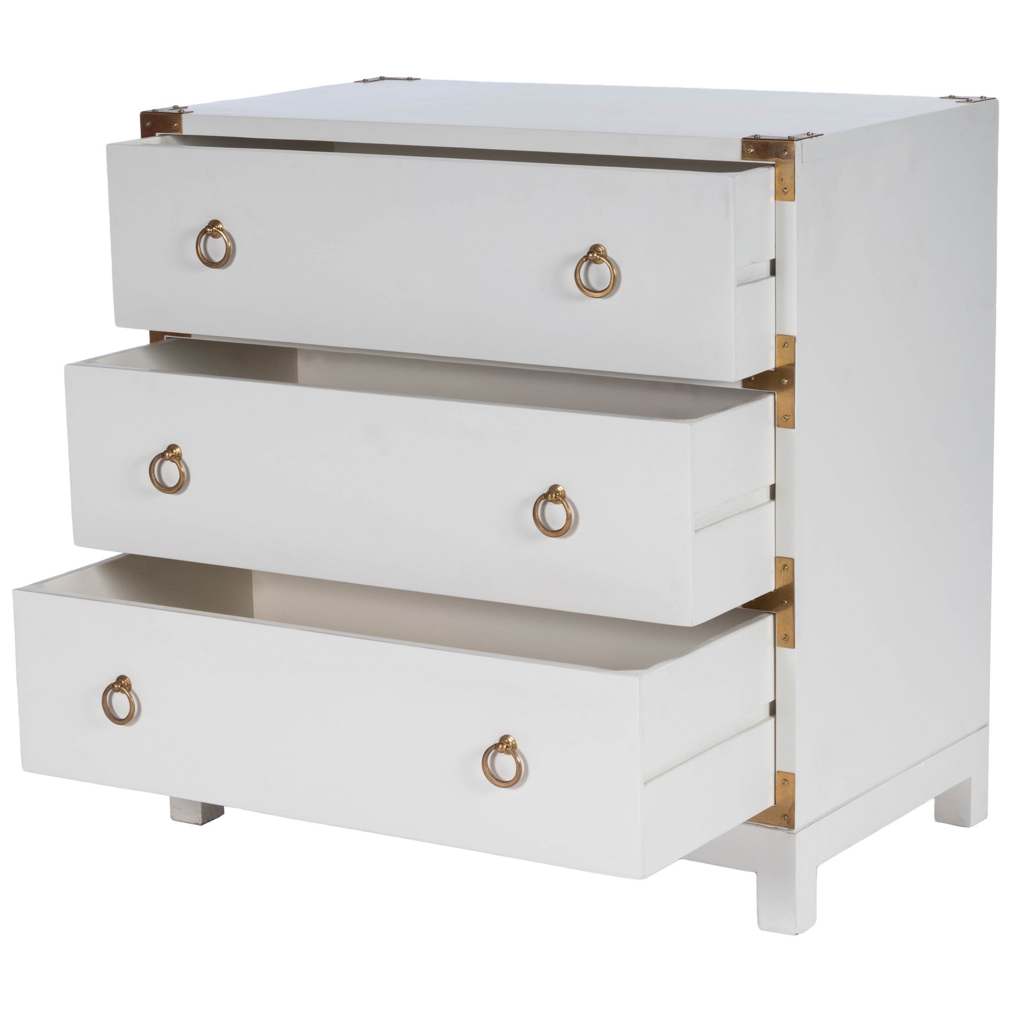 28" White Solid Wood Three Drawer Standard Dresser
