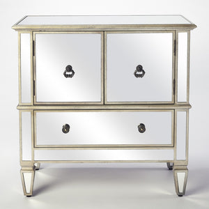 30" Silver And White Standard Accent Cabinet With One Drawer