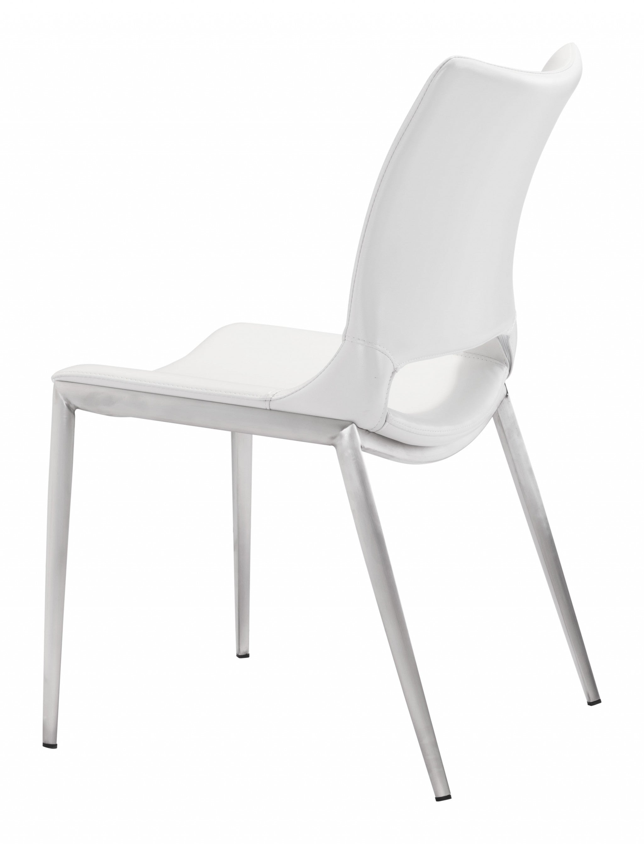 Cradle White Faux Leather Side or Dining Chairs Set of 2