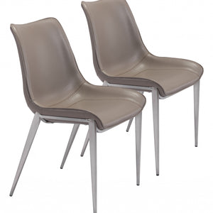 Stich Gray Faux Leather Side or Dining Chairs Set of 2 Chairs