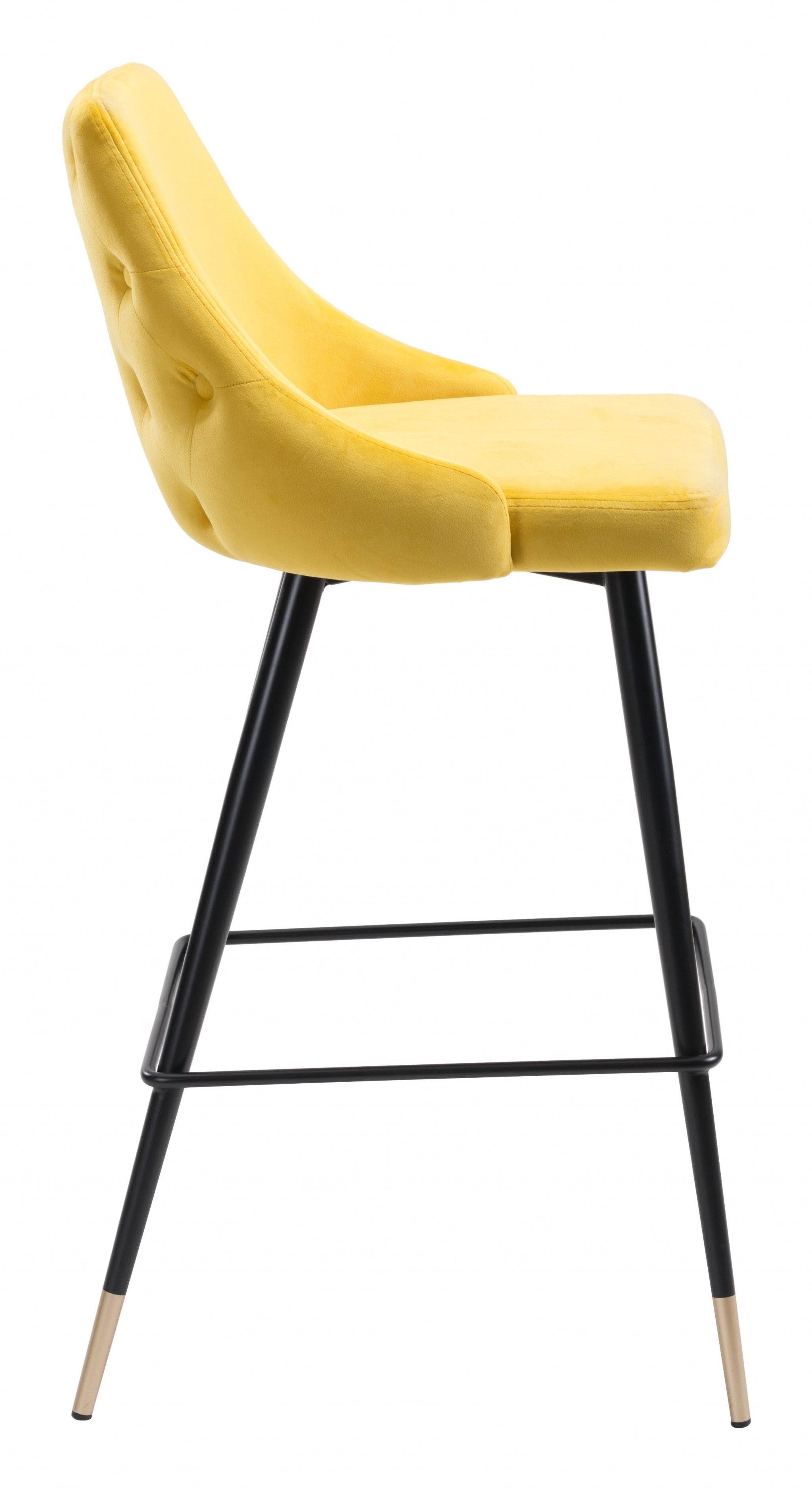 41" Yellow And Black Steel Low Back Bar Height Chair With Footrest