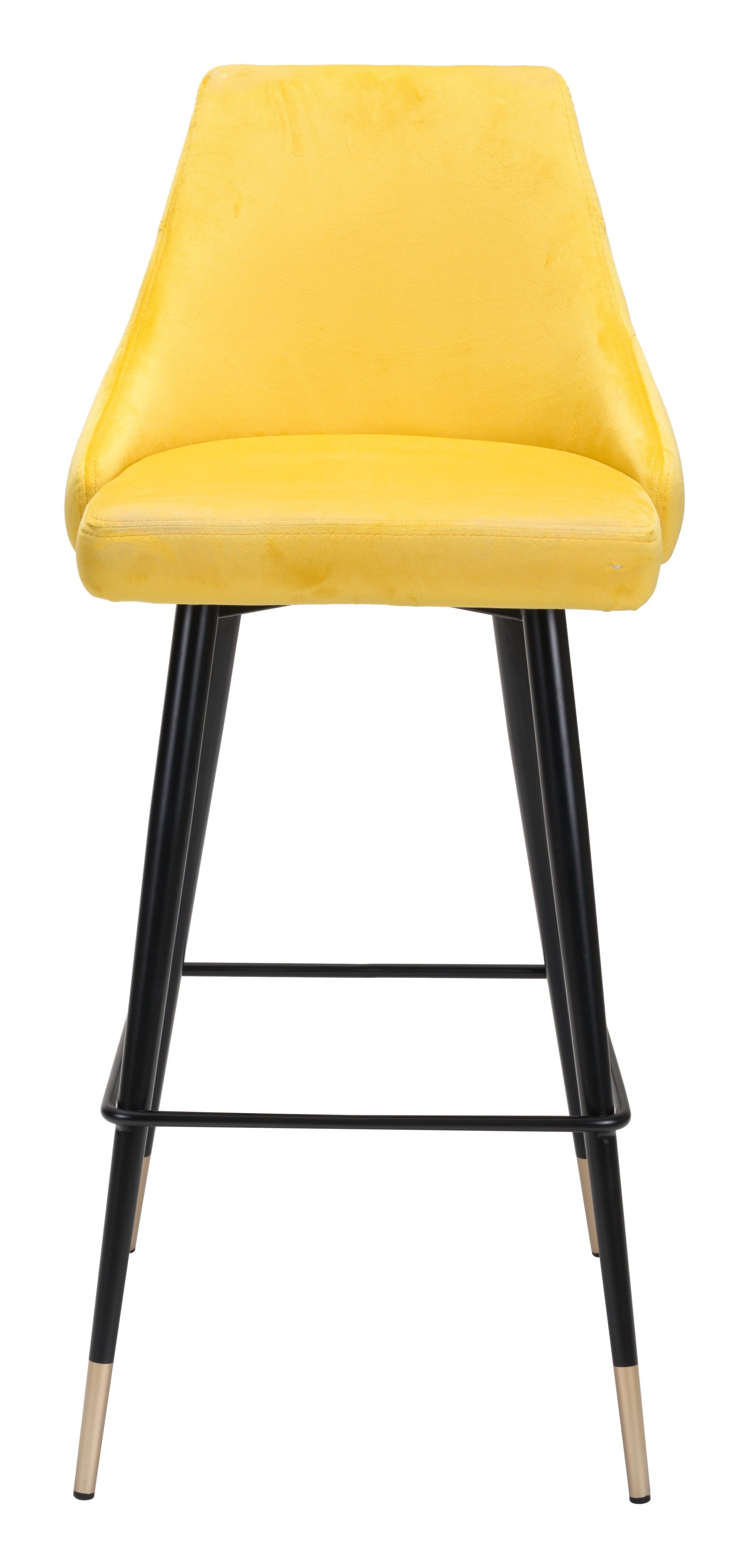 41" Yellow And Black Steel Low Back Bar Height Chair With Footrest