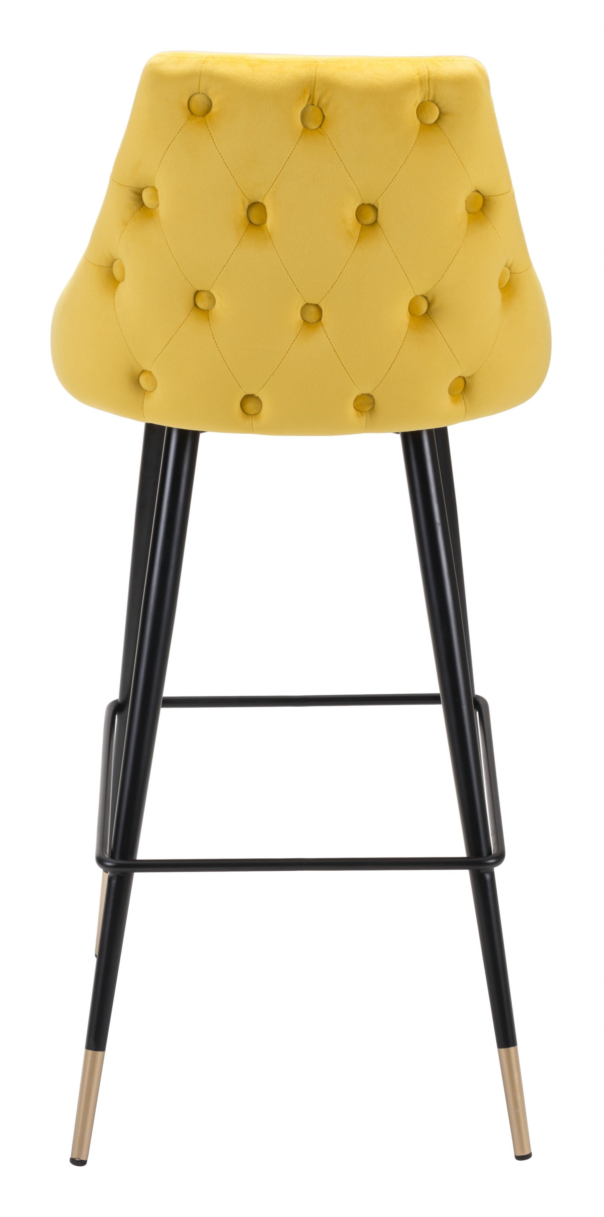 41" Yellow And Black Steel Low Back Bar Height Chair With Footrest
