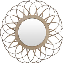 Wooden Flower Shaped Round Wall Mirror