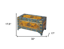 Hand Painted Brass Inlay Storage Trunk