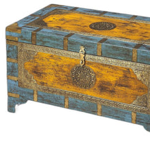 Hand Painted Brass Inlay Storage Trunk