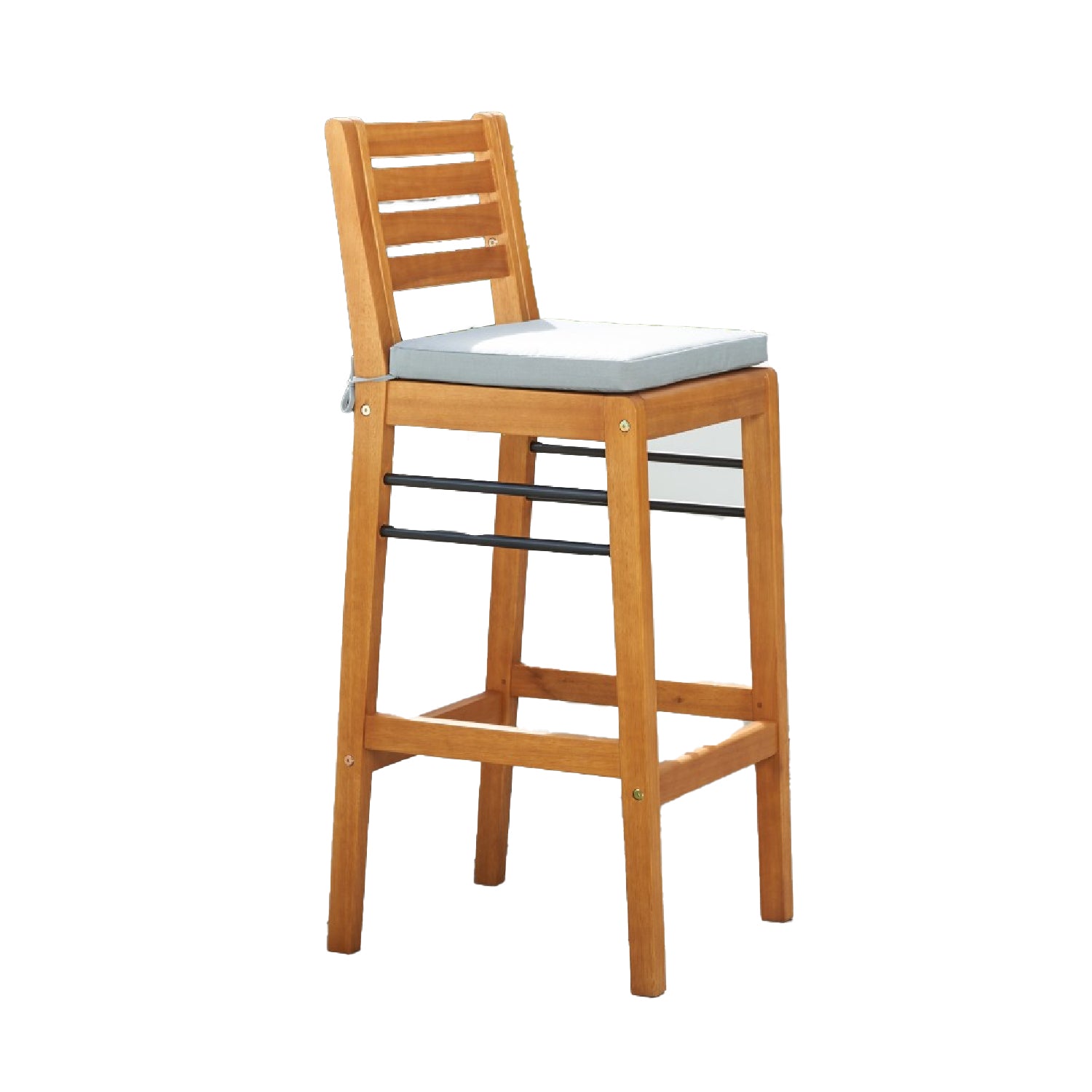 Light Wood Bar Chair With Metal Supports
