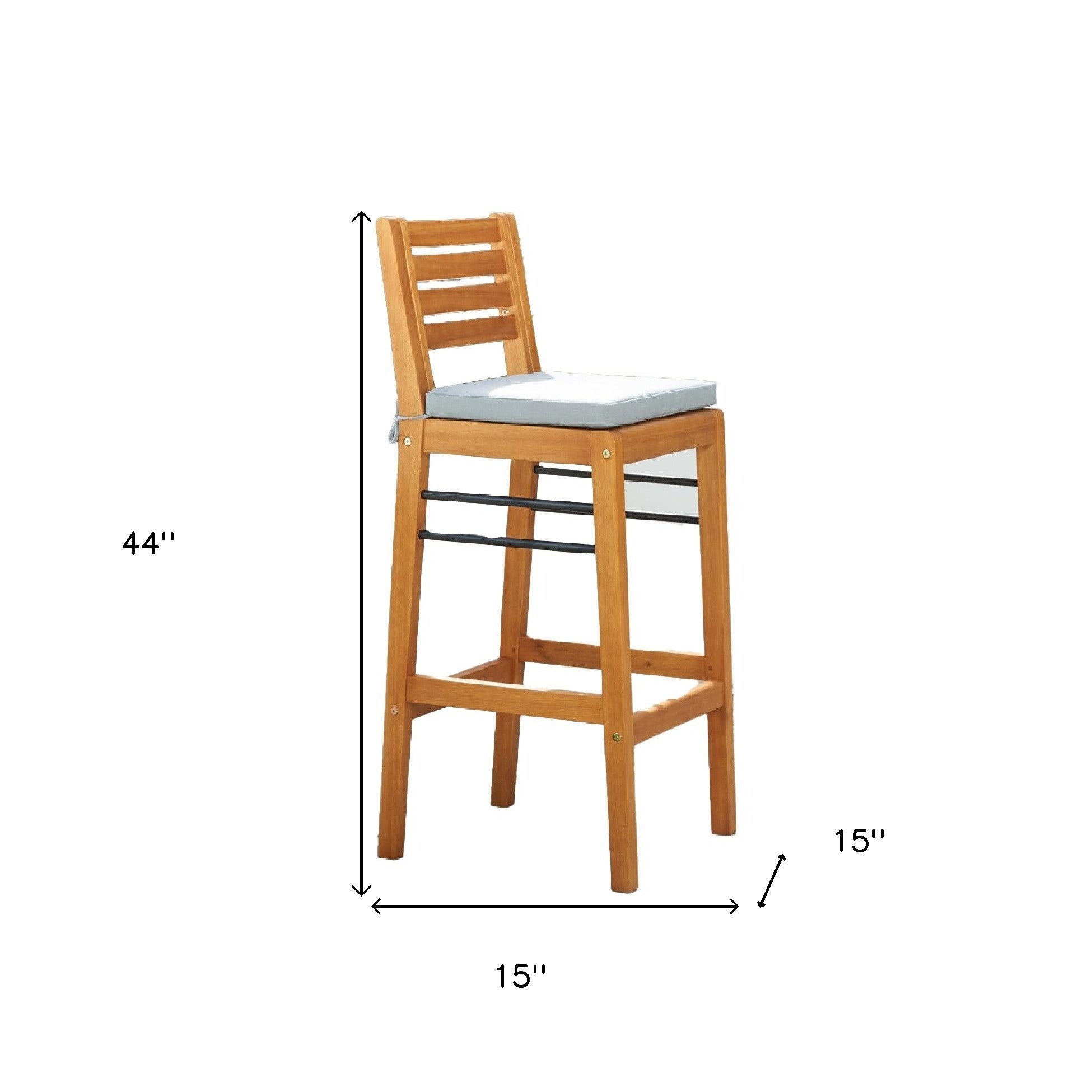 Light Wood Bar Chair With Metal Supports