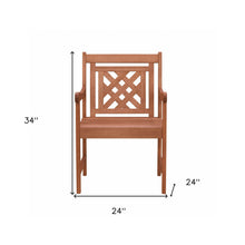 Brown Dining Armchair With Hatched Back