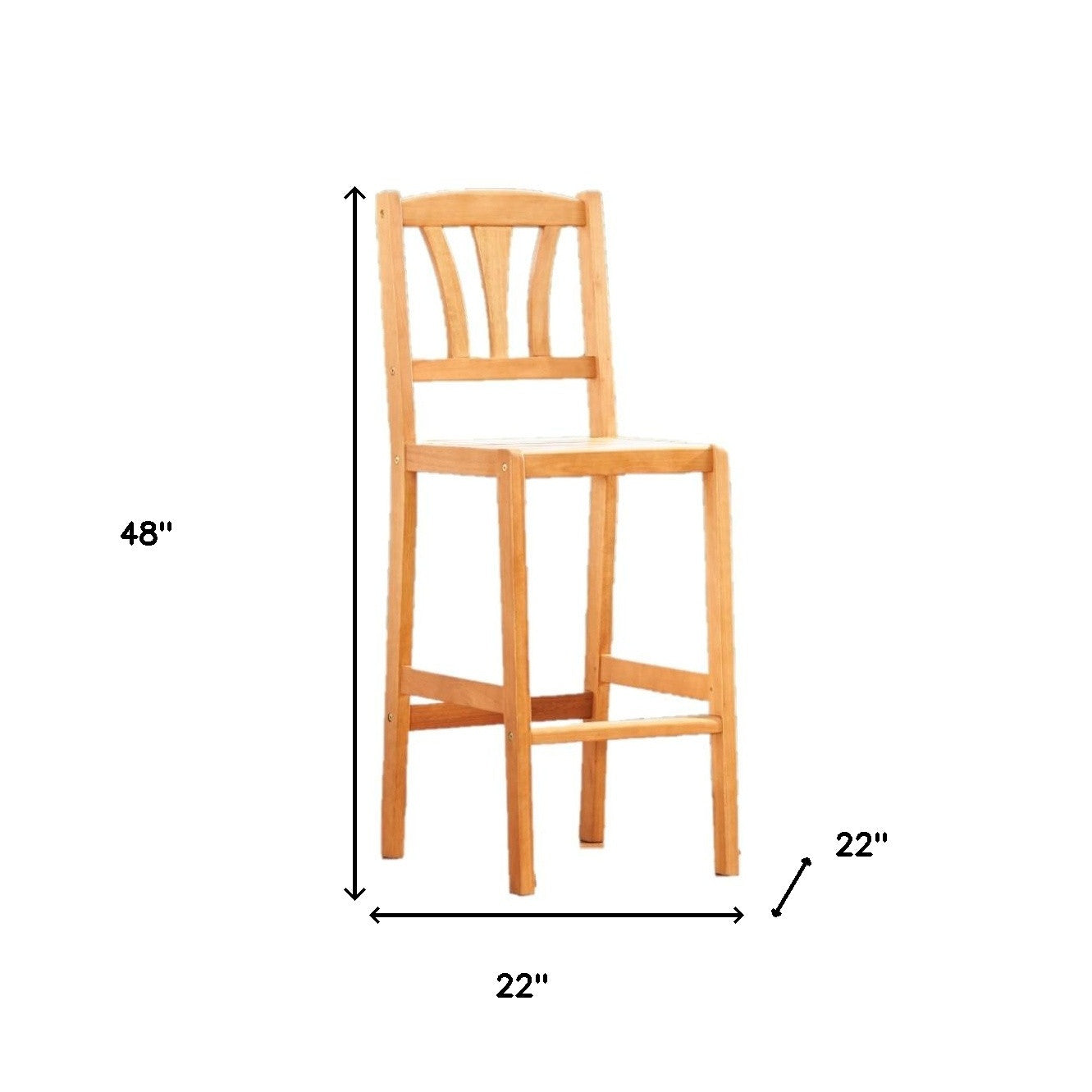 48" Natural Eucalyptus Slat Wood Outdoor Bar Chair