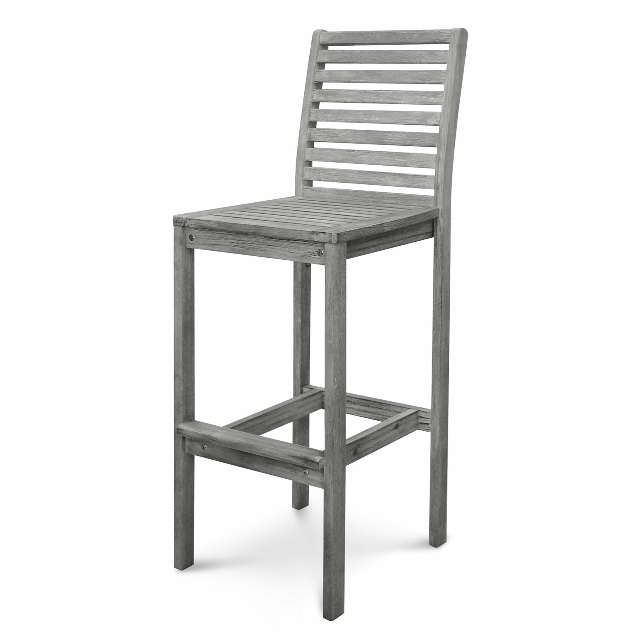 Distressed Bar Chair With Horizontal Slats