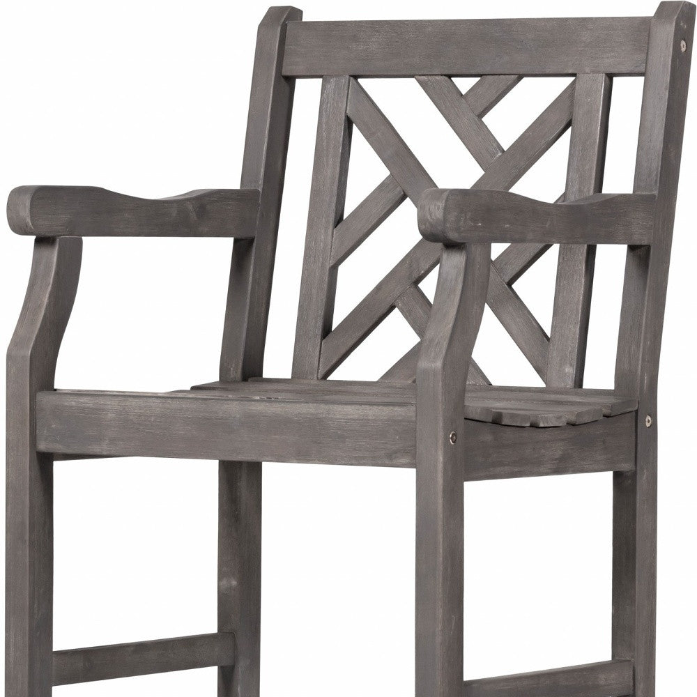 Distressed Patio Armchair With Diagonal Design