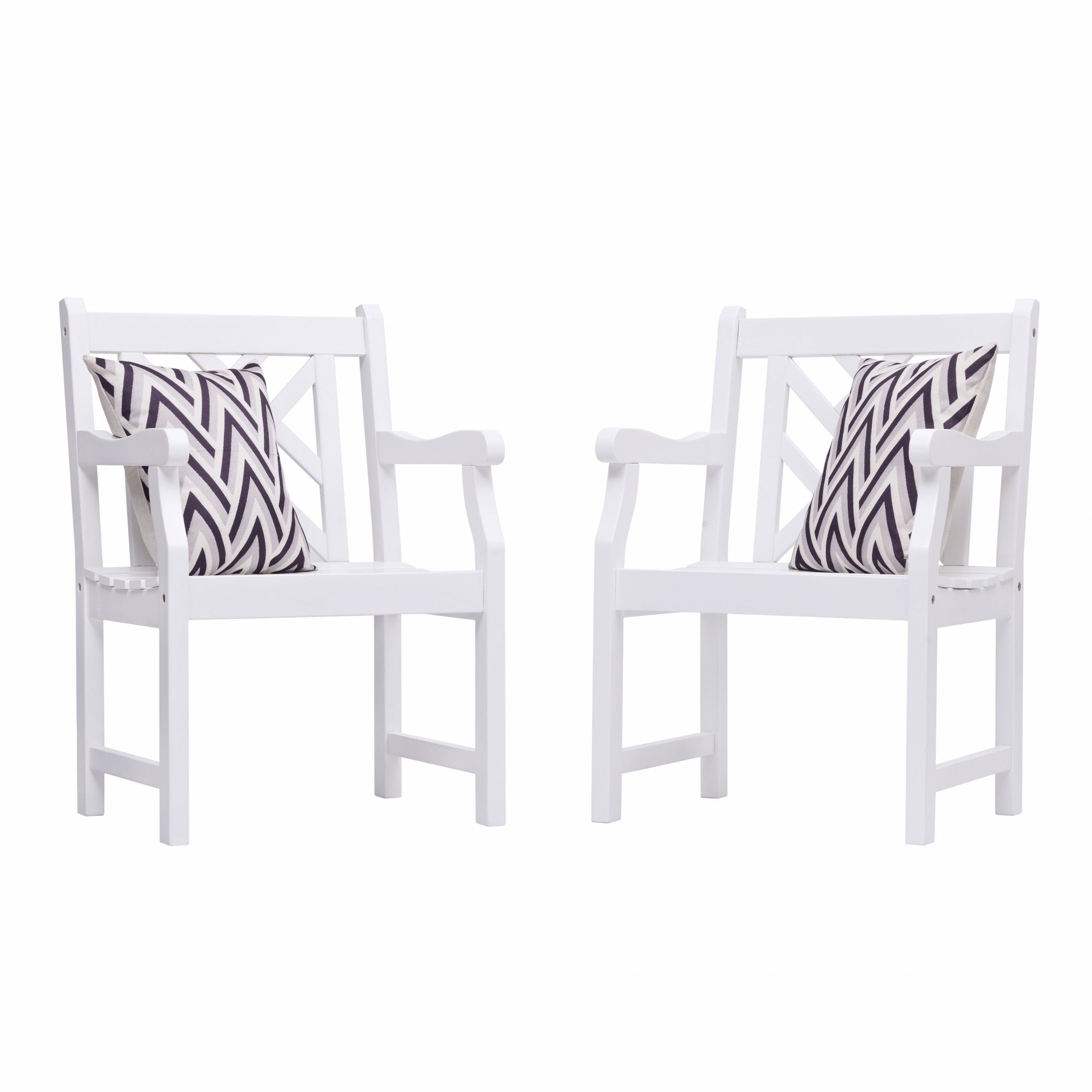 White Patio Armchair With Diagonal Design