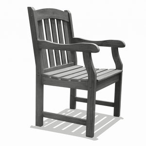 Distressed Patio Armchair With Horizontal Slats