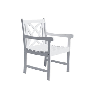 White Patio Armchair With Decorative Back