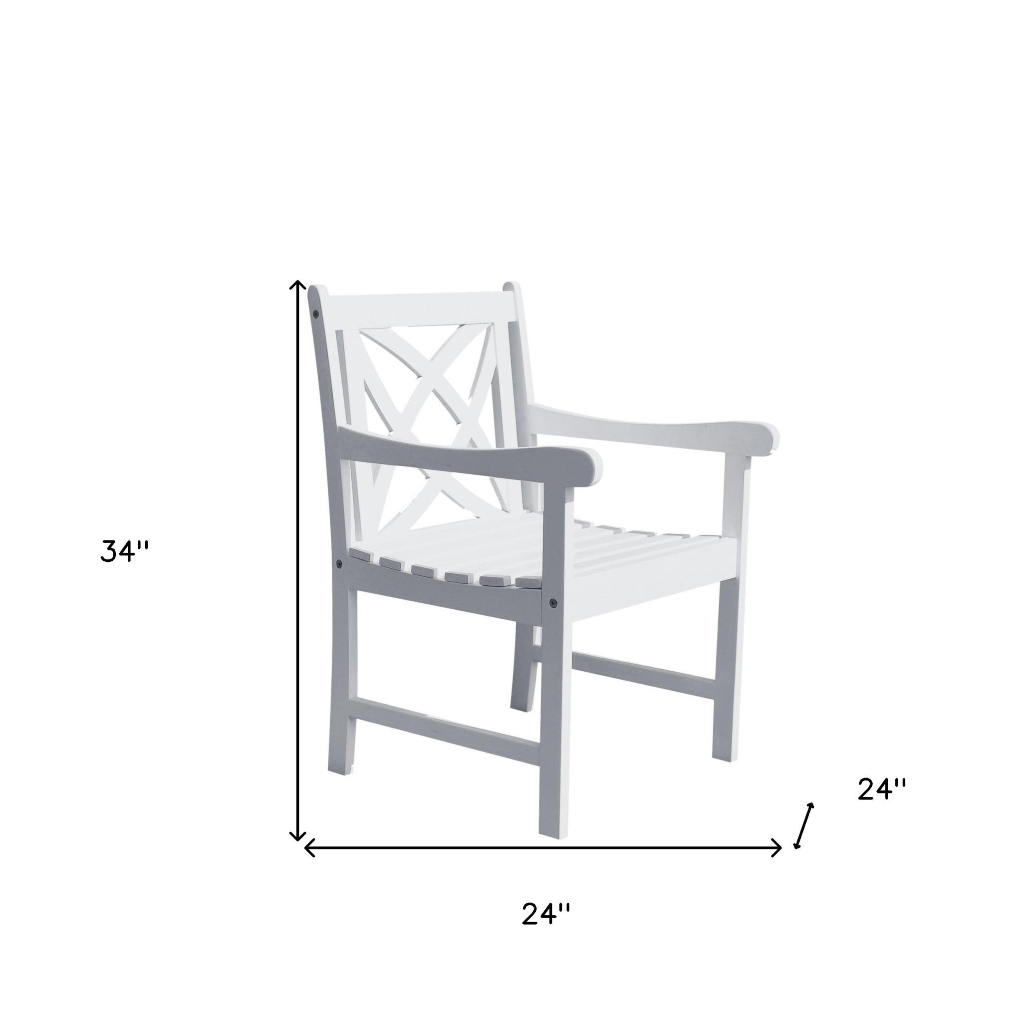 White Patio Armchair With Decorative Back