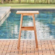 Natural Eucalyptus Slat Wood Outdoor End Table 29