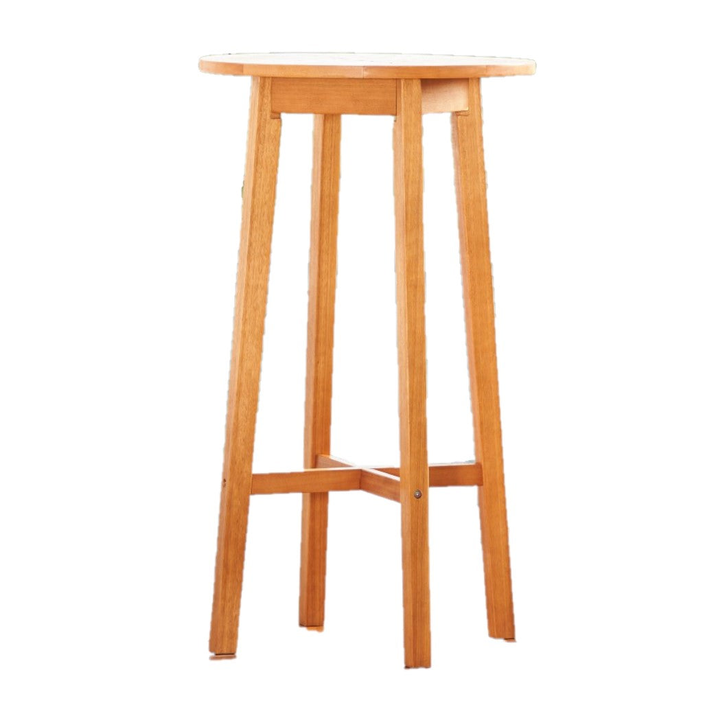 42" Natural Eucalyptus Slat Wood Outdoor Round Bar Table