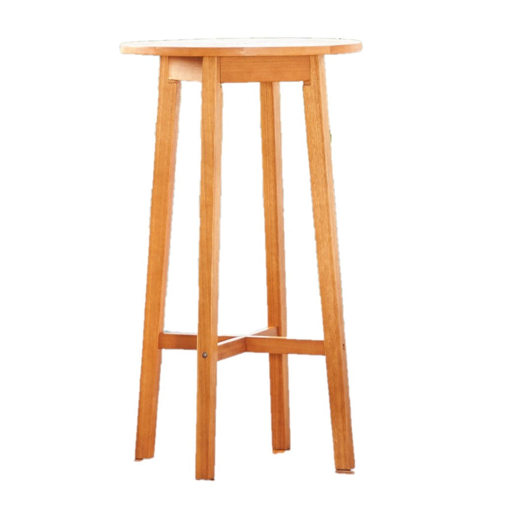 42" Natural Eucalyptus Slat Wood Outdoor Round Bar Table