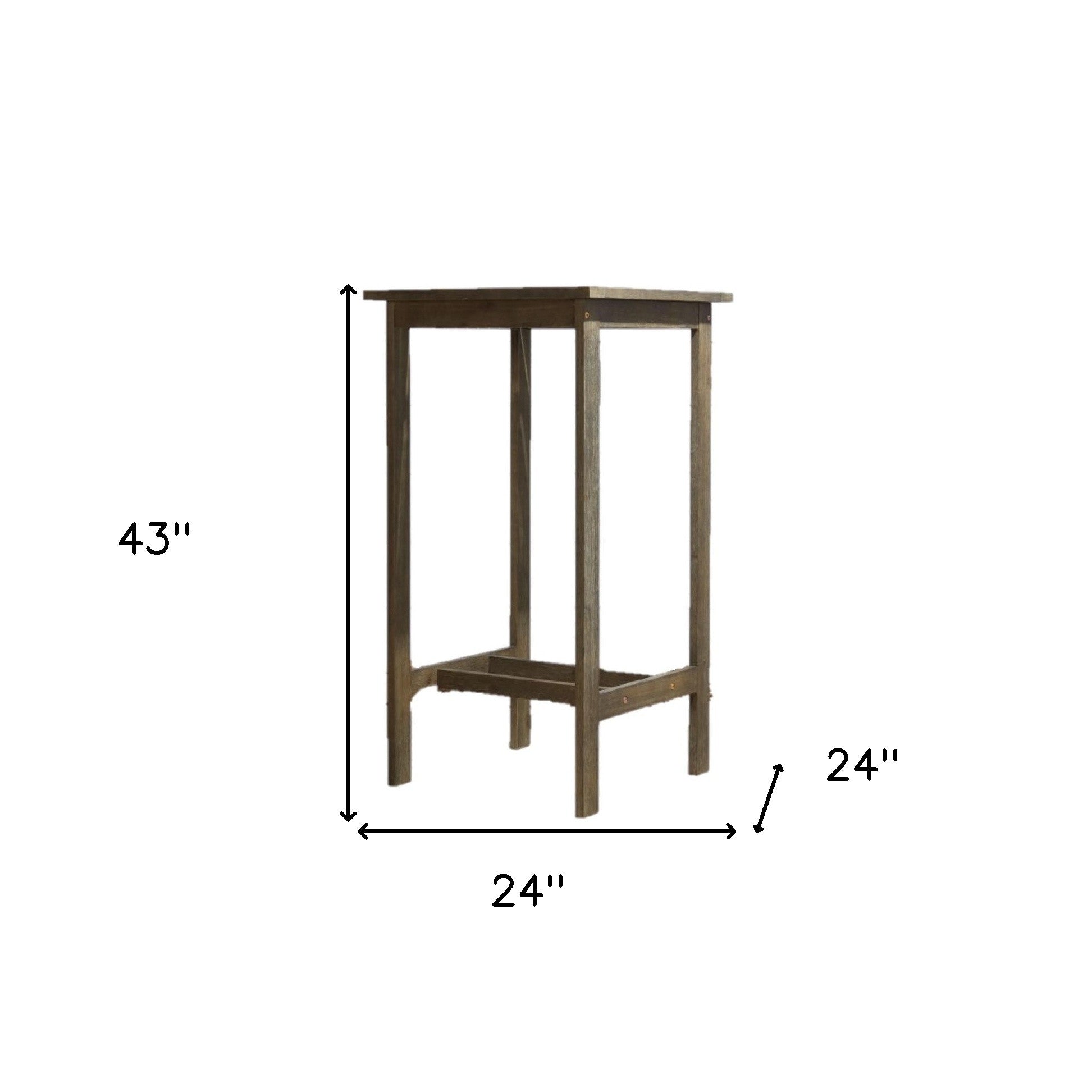 Distressed Grey Square Bar Table
