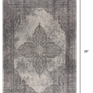 2’ X 4’ Gray Distressed Medallion Area Rug