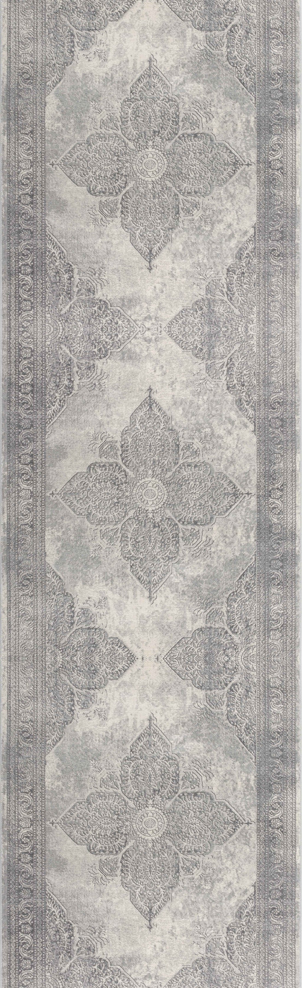 2’ X 4’ Gray Distressed Medallion Area Rug