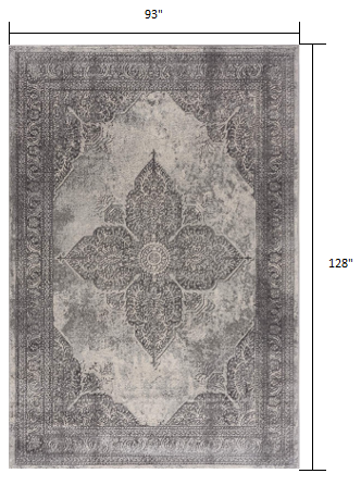 2’ X 4’ Gray Distressed Medallion Area Rug