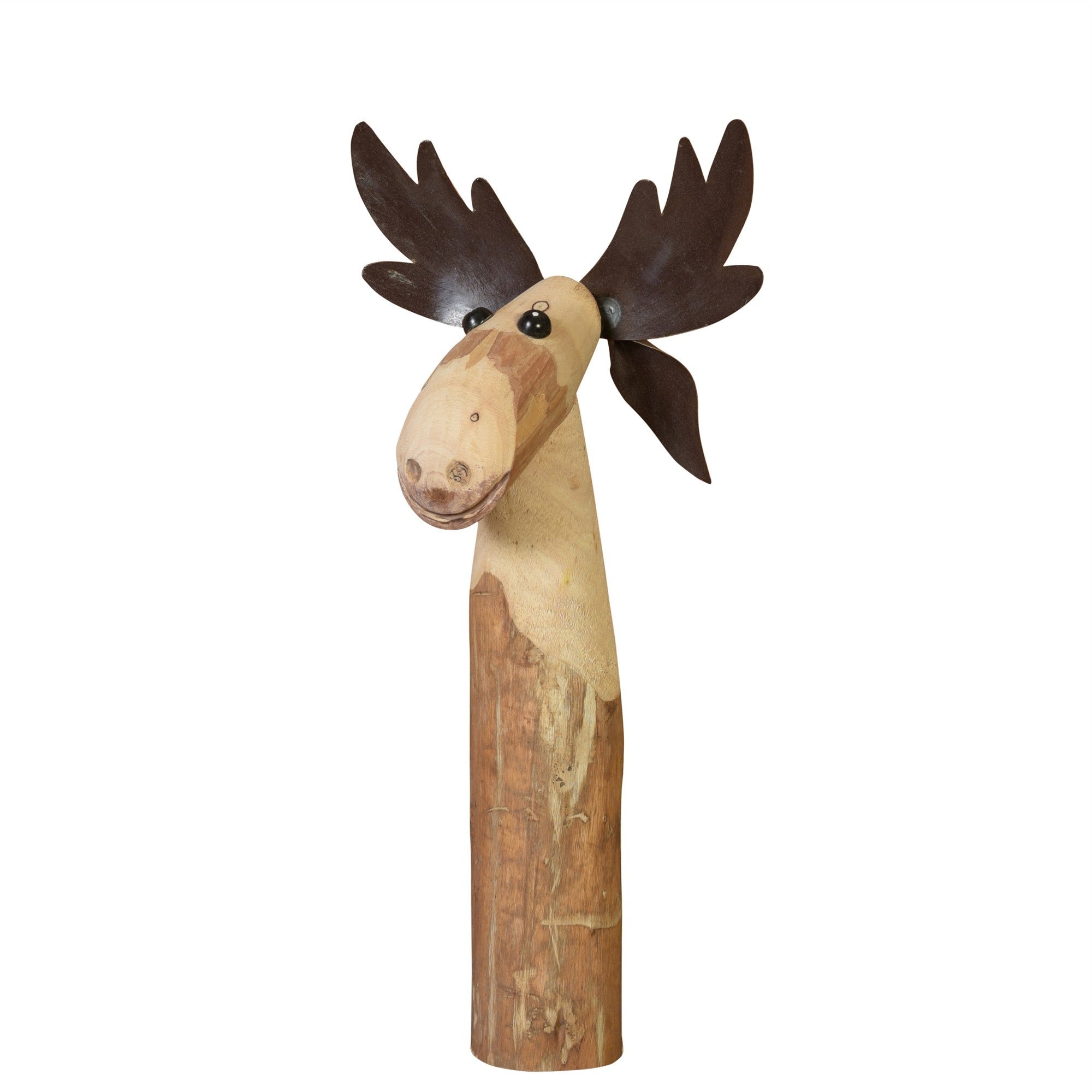 Wood And Metal Moose Sculpture