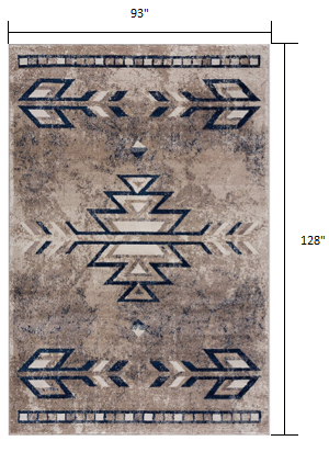 2’ X 3’ Beige And Blue Boho Chic Scatter Rug