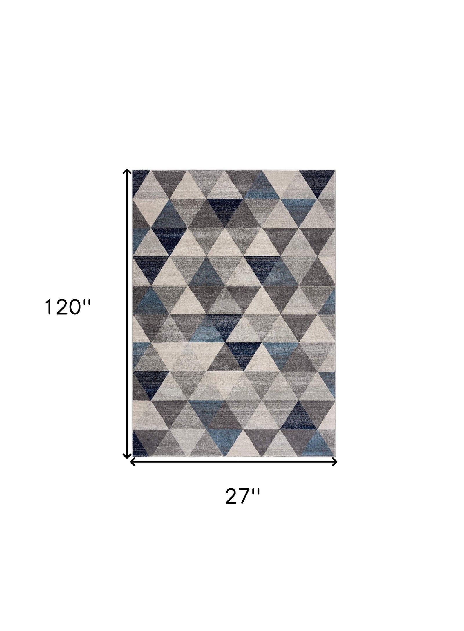 2’ X 10’ Navy Blue Geometric Diamond Runner Rug